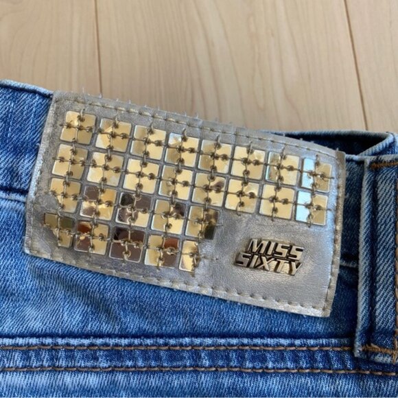 Miss 60’s jeans Style Shock ripped destroyed denim low rise slim straight 27 - Picture 9 of 14